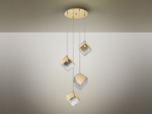 LUSTRA/PLAFONIERA PRISCILA, 50 CM, AURIU/TRANSPARENT, DIN METAL, OTEL SI STICLA, STIL MODERN