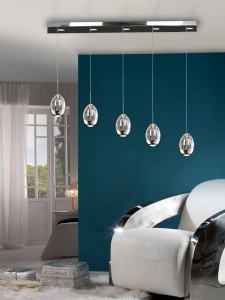 LUSTRA/PLAFONIERA ROCIO, 96 CM, CROM/TRANSPARENT, DIN STICLA SI METAL, STIL MODERN