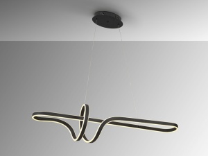 LUSTRA/PLAFONIERA SINPHONY, CU TELECOMANDA, 99 CM, NEGRU MAT/OPAL, DIN METAL SI SILICON, STIL MODERN - Img 2
