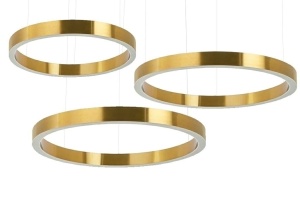 LUSTRA RING80+80+100, GOLD, CONFECTIONATA DIN OTEL SI ACRL, STIL MODERN