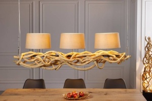 LUSTRA SUSPENDATA 165CM, VIGGINE, DIN LEMN RECICLAT, DESIGN RUSTIC