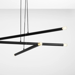 LUSTRA TUBO 6, 3 BRATE, 105 CM, NEAGRA, DIN METAL, STIL MODERN - Img 3