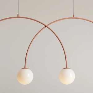LUSTRA UNA L, 4 BRATE, 250 CM, CORAL, DIN STICLA SI METAL, STIL MODERN - Img 2
