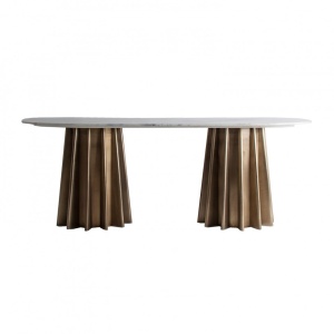 MASA DINING ALBA/AURIE DIN MARMURA SI OTEL, 100X200 CM, LEZEY STIL MODERN VIC