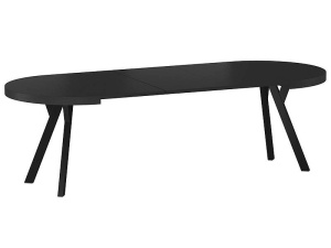 MASA DINING EXTENSIBILA DOMINGO, 100/250 CM, NEAGRA, BLAT DIN FURNIR NATURAL SI PICIOARE DIN METAL, STIL MODERN - Img 3