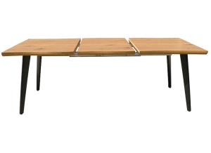 MASA DINING EXTENSIBILA FRESNO, 150/210 CM, STEJAR/NEGRU, BLAT DIN MDF, FURNIR SI PICIOARE DIN METAL, STIL MODERN - Img 4