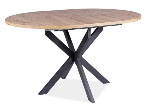 MASA DINING EXTENSIBILA GASTON, 100/135 CM, STEJAR ARTISAN/NEGRU, BLAT DIN MDF SI PICIOARE DIN METAL, STIL MODERN - Img 6