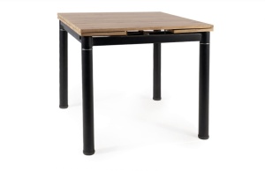MASA DINING EXTENSIBILA GD-082, STEJAR/NEGRU MAT, 80(131)X80, DIN MDF, FURNIR SI METAL, STIL MODERN, SIGNAL - Img 6