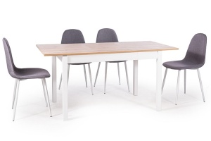 MASA DINING EXTENSIBILA MATTEO, 118(158)X80, STEJAR/ALB MAT, PAL MELAMINAT, STIL MODERN, SIGNAL - Img 1