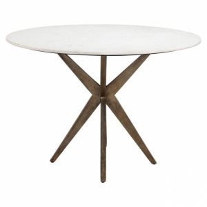 MASA DINING MAISY, 114 CM, EFECT DE MARMURA ALBA/CUPRU, DIN MARMURA SI METAL, RICHMOND INTERIORS