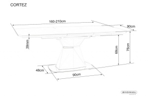 MASA EXTENSIBILA CORTEZ, 160/210 CM, ALB/CROM, DIN STICLA SECURIZATA, MDF SI METAL, STIL MODERN - Img 7