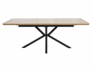 MASA EXTENSIBILA LOGAN, 160/200 CM, STEJAR/NEGRU MAT, BLAT DIN MDF SI PICIOARE DIN METAL, STIL MODERN - Img 4