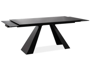 MASA EXTENSIBILA SALVADORE, NEGRU MAT, 120/180 CM, BLAT DIN STICLA SECURIZATA SI PICIOARE DIN METAL, STIL MODERN - Img 8