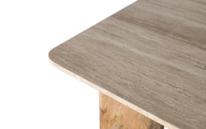 MASUTA DE CAFEA 120CM, NATUR, LEMN DE MANGO SI BLAT DIN MARMURA, MODEL DEOSEBIT - Img 4