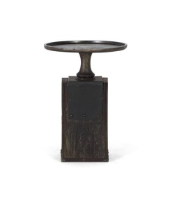 MASUTA DE CAFEA 62CM, MARO INCHIS/NEGRU, DIN LEMN RECICLAT SI METAL, STIL RETRO