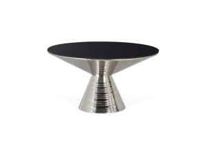 MASUTA DE CAFEA 76CM, ALUMINIU/NEGRU, STICLA SI METAL, MODEL DEOSEBIT