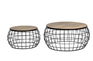 MASUTA DE CAFEA, ALB/AURIU, DIN LEMN DE MANGO SI METAL, STIL INDUSTRIAL