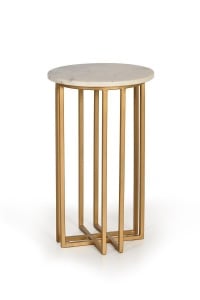 MASUTA DE CAFEA ALICE 6140, ALB/AURIU, DIN MARMURA SI METAL, STIL MODERN G&C