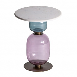 MASUTA DE CAFEA AUXILIAR REF. 29833, DIN METAL, STICLA SI PIATRA, STIL MODERN, VIC - Img 2