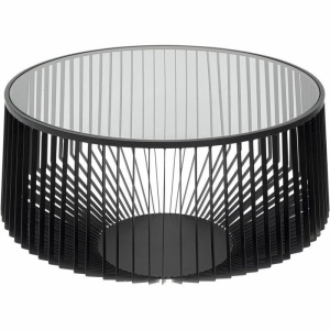 MASUTA DE CAFEA CORINNE 80, NEAGRA, CONFECTIONATA DIN METAL SI STICLA SECURIZATA, STIL MODERN