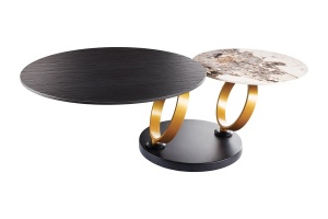 MASUTA DE CAFEA, DANCING RINGS, DIN METAL SI CERAMICA, NEGRU AURIU/GRI - Img 6