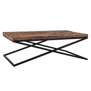 MASUTA DE CAFEA KENSINGTON, NEGRU/NATURAL, DIN LEMN MASIV SI METAL, STIL INDUSTRIAL, B2