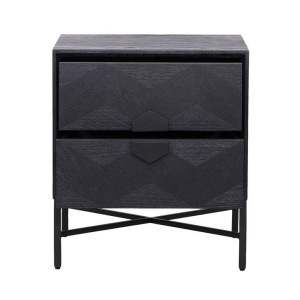 NOPTIERA BLAX, NEAGRA, DIN FURNIR DE STEJAR SI METAL, STIL MODERN, B2 - Img 5