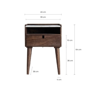 NOPTIERA EBENSEE , 26763, CULOARE NATURAL/ALBA , STIL NORDIC, VINTAGE, VIC, DIN LEMN MASIV DE MANGO SI FIER - Img 6