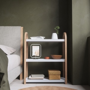 NOPTIERA/RAFT BELLWOOD ALB/NATURAL, CONFECTIONAT DIN LEMN, STIL MODERN