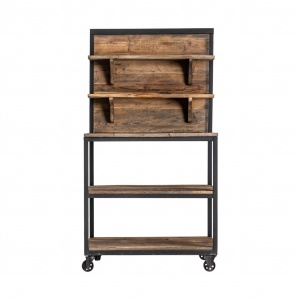 ORGANIZATOR LOEN REF. 26369, DIN LEMN MASIV DE PIN SI METAL, STIL VINTAGE, VIC