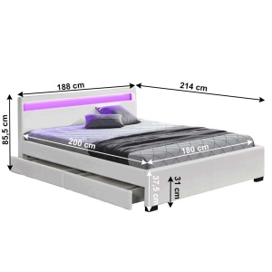 PAT MATRIMONIAL CU ILUMINARE LED CLARETA, ALB, STIL MODERN, TK - Img 2