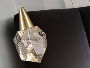 PENDUL AQUARIA, 12 CM, AURIU MAT, DIN METAL SI STICLA, STIL MODERN - Img 2