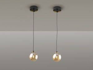PENDUL DARK, 12 CM, NEGRU MAT/ALAMA, DIN METAL SI STICLA, STIL MODERN - Img 4