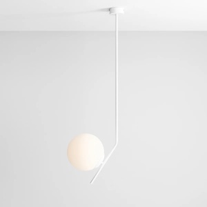PENDUL GALLIA LONG, 95 CM, ALB, DIN STICLA SI METAL, STIL MODERN