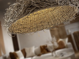 PENDUL MAUI, 80 CM, NEGRU/NATURAL, DIN METAL SI FRANGHIE, STIL MODERN - Img 3