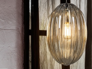 PENDUL OVILA, 20 CM, CROM/CONIAC, DIN METAL SI STICLA, STIL MODERN - Img 2
