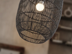 PENDUL TIZNE, 32 CM, NEGRU/NEGRU, DIN METAL SI FIBRE DE HARTIE, STIL MODERN - Img 3