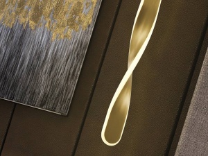 PENDUL TWIST, 12 CM, AURIU PERIAT, DIN METAL SI ACRIL, STIL MODERN - Img 3