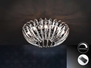 PLAFONIERA ARIADNA, CU TELECOMANDA, 53 CM, CROM/TRANSPARENT, DIN METAL SI STICLA, STIL MODERN