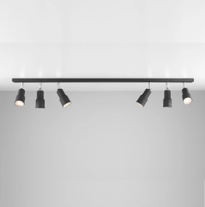PLAFONIERA ASPO, 6 (2x3) BRATE, 15,5 CM, NEAGRA, DIN METAL, STIL MODERN - Img 2