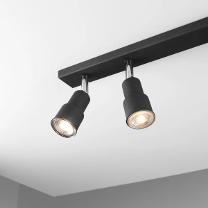 PLAFONIERA ASPO, 6 (3x2) BRATE, 15,5 CM, NEAGRA, DIN METAL, STIL MODERN - Img 2