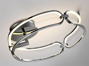 PLAFONIERA COLETTE, CU TELECOMANDA, 47CM, CROM/OPAL, DIN ALUMINIU SI SILICON, STIL MODERN - Img 2