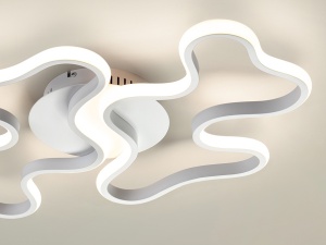 PLAFONIERA MAREA, 59 CM, ALB/OPAL, DIN METAL, ALUMINIU SI SILICON, STIL MODERN - Img 2