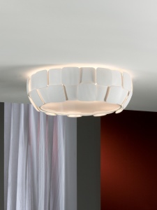 PLAFONIERA QUIOS, 46 CM, ALB MAT, DIN METAL SI POLICARBONAT, STIL MODERN