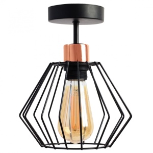 PLAFONIERA SIENA GY180805, 15x20x24 cm, NEGRU SI ROZ AURIU, DIN OTEL SI METAL DE INALTA CALITATE, STIL MODERN, TU