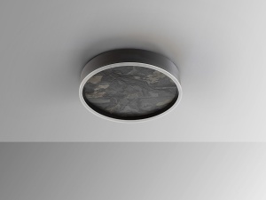 PLAFONIERA STONE, 40CM, NEGRU MAT/GRI, DIN METAL SI ARDEZIE SINTETICA, STIL MODERN - Img 4