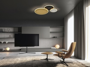 PLAFONIERA UMBRA, 63 CM, ALB/NEGRU/AURIU, DIN METAL, ALUMINIU SI ACRIL STIL MODERN