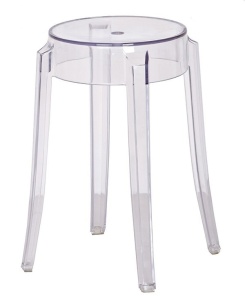 SCAUN ALB TRANSPARENT CHARLES 46, CONFECTIONATA DIN POLICARBONAT, STIL MODERN