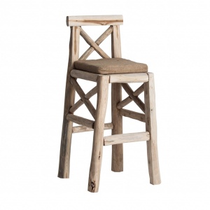SCAUN BAR EMBI REF. 27468, CULOARE NATURALA, STIL VINTAGE, DIN LEMN MASIV , PLACAJ SI SPUMA, VIC