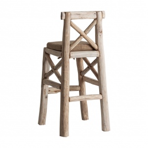 SCAUN BAR EMBI REF. 27468, CULOARE NATURALA, STIL VINTAGE, DIN LEMN MASIV , PLACAJ SI SPUMA, VIC - Img 4